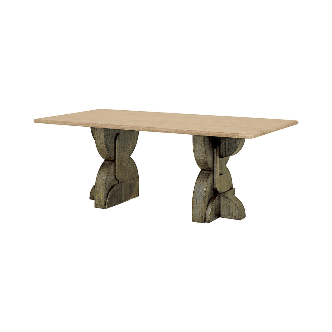 Kelsie Travertine Rectangular Dining Table