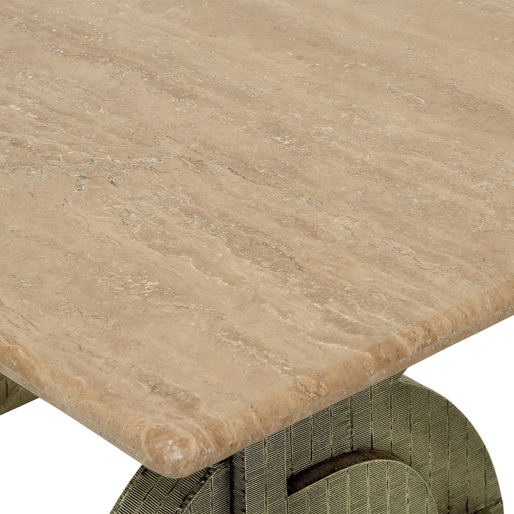 Kelsie Travertine Rectangular Dining Table