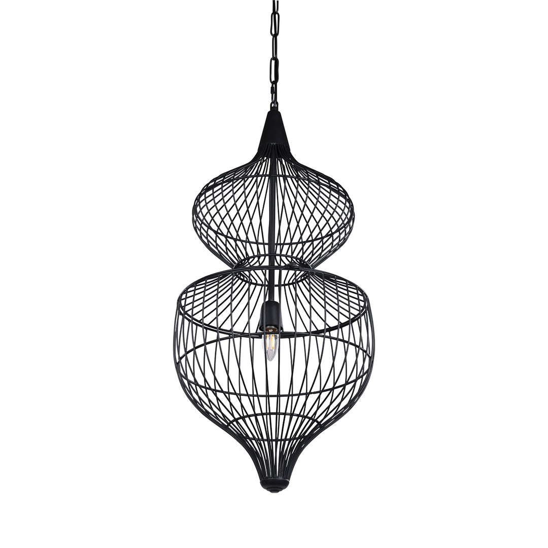 Mira Hourglass Wire Pendant Light - Black