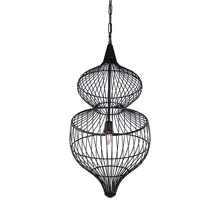 Mira Hourglass Wire Pendant Light - Black