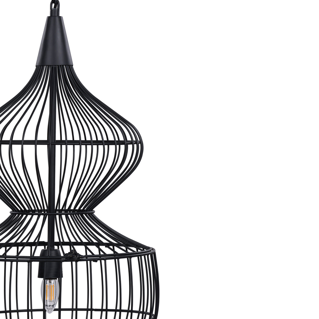Mira Hourglass Wire Pendant Light - Black