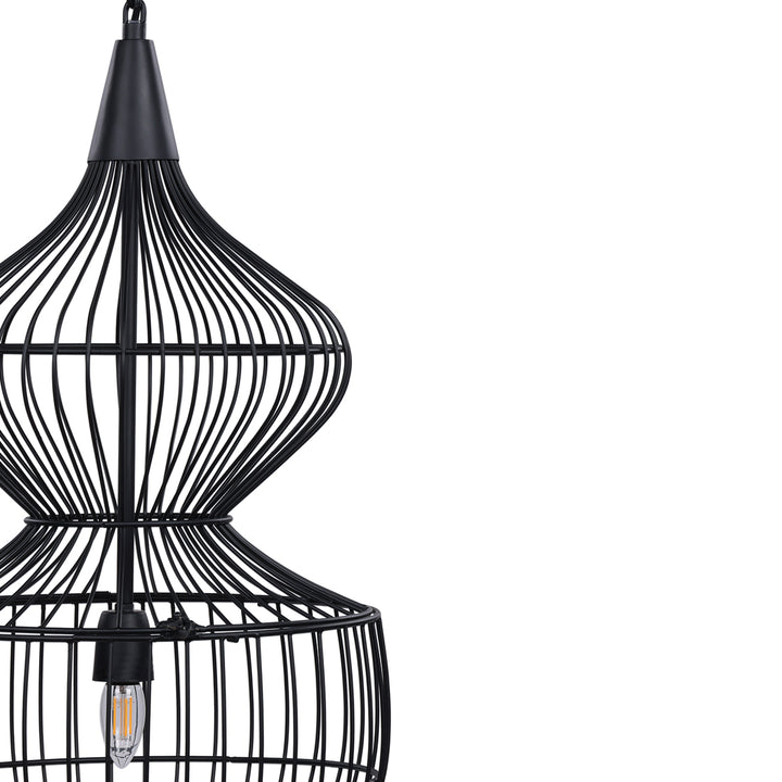 Mira Hourglass Wire Pendant Light - Black