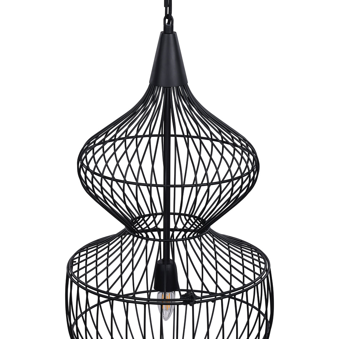 Mira Hourglass Wire Pendant Light - Black