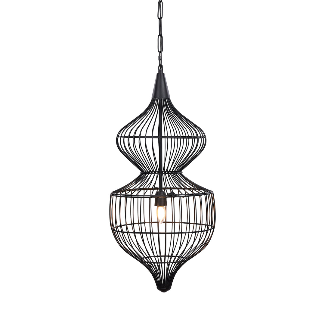 Mira Hourglass Wire Pendant Light - Black