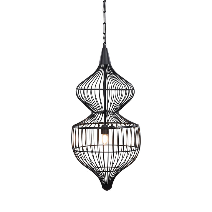 Mira Hourglass Wire Pendant Light - Black