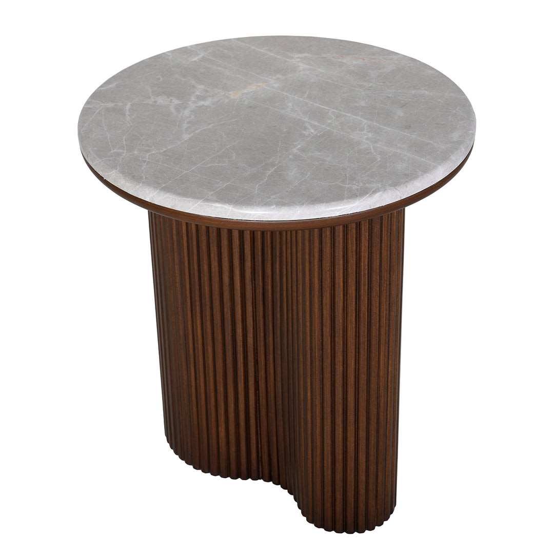 Whitwell Marble Top Fluted Wood Large Side Table