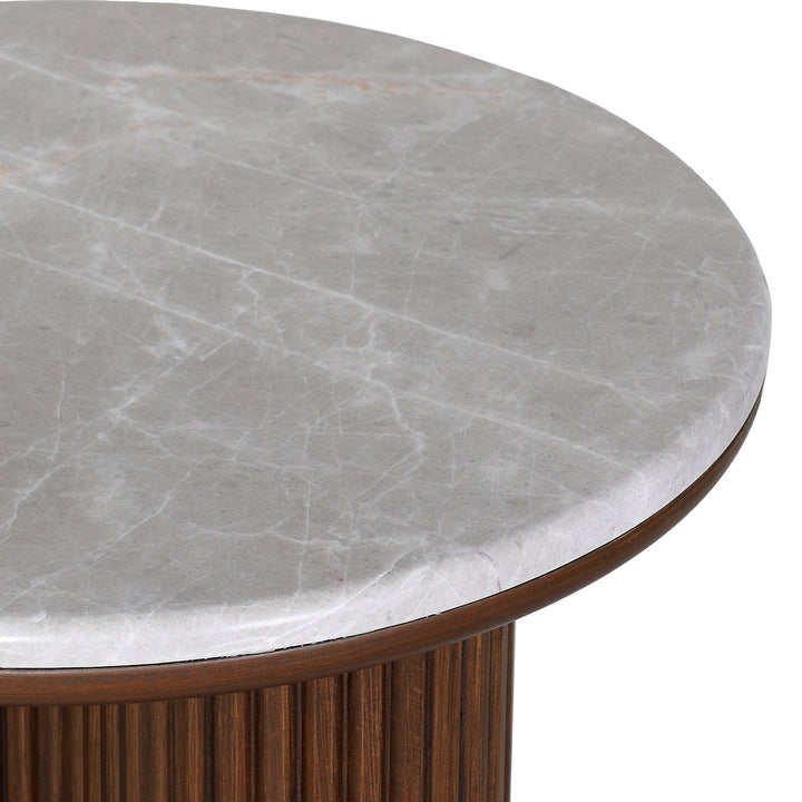 Whitwell Marble Top Fluted Wood Large Side Table
