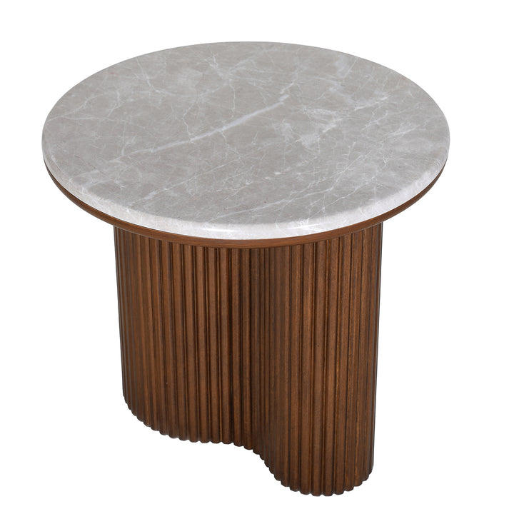 Whitwell Marble Top Fluted Wood Side Table