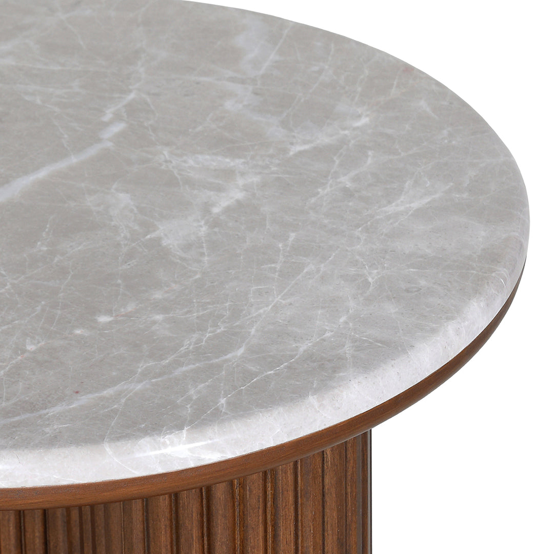 Whitwell Marble Top Fluted Wood Side Table