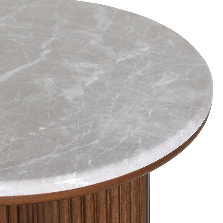 Whitwell Marble Top Fluted Wood Side Table