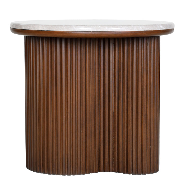 Whitwell Marble Top Fluted Wood Side Table