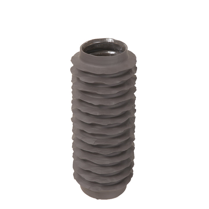 Cavera Brown Ribbed Ceramic Large Vase
