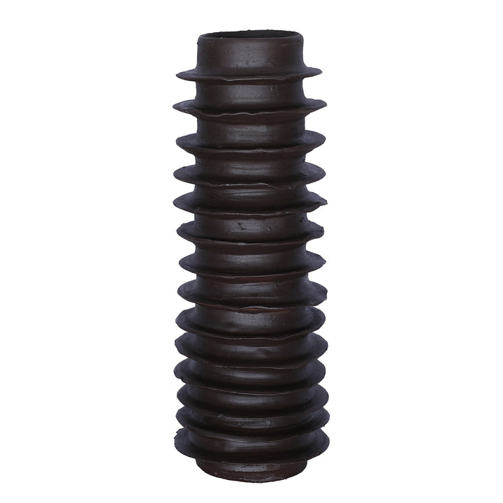 Cavera Brown Ribbed Ceramic Large Vase