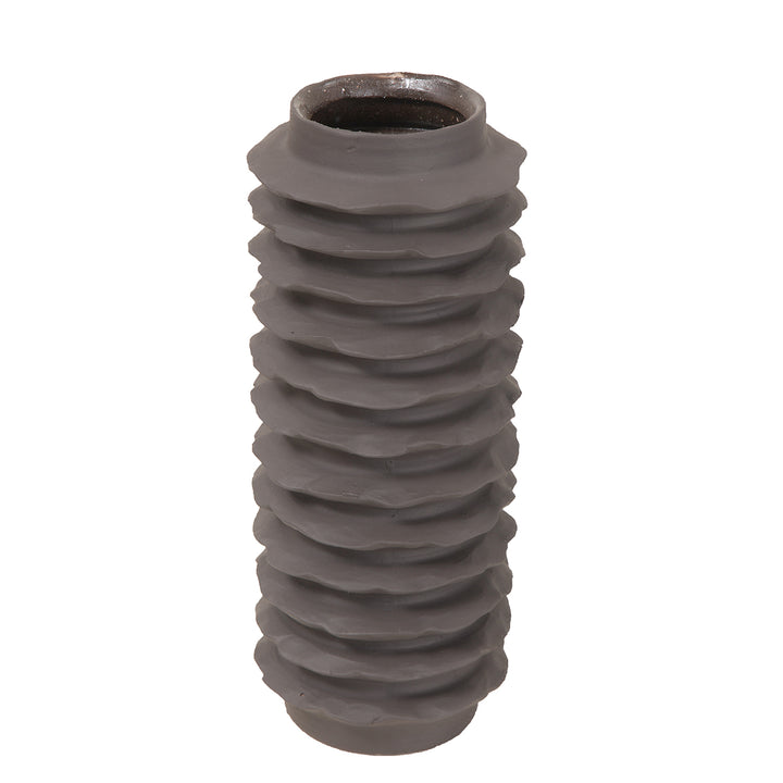 Cavera Brown Ribbed Ceramic Vase