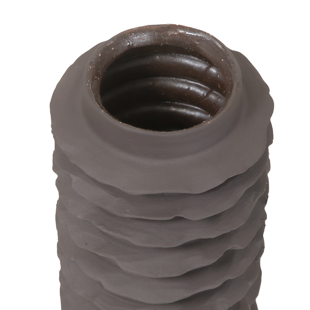 Cavera Brown Ribbed Ceramic Vase