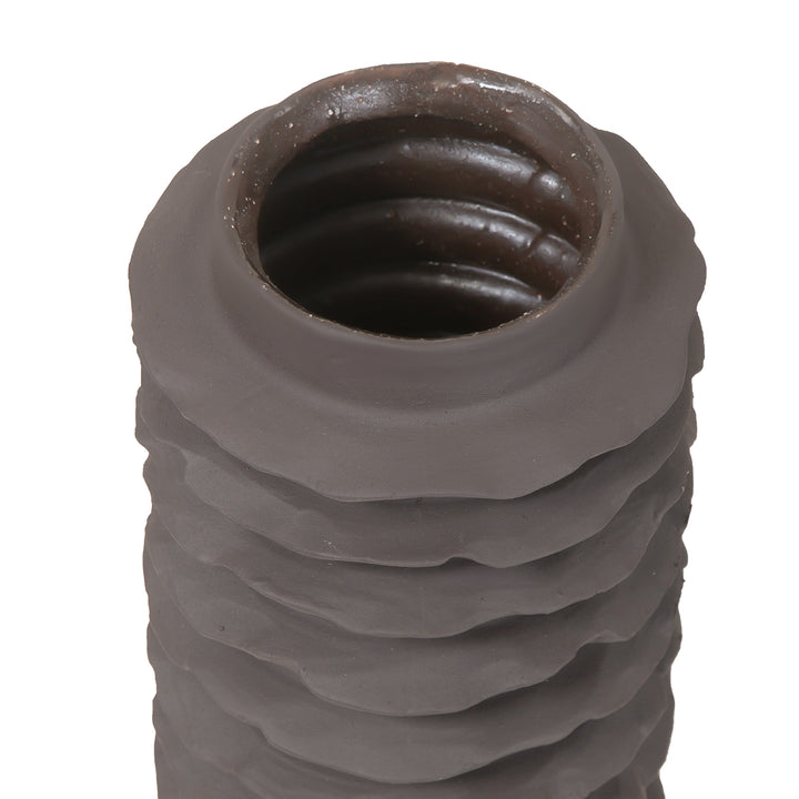 Cavera Brown Ribbed Ceramic Vase