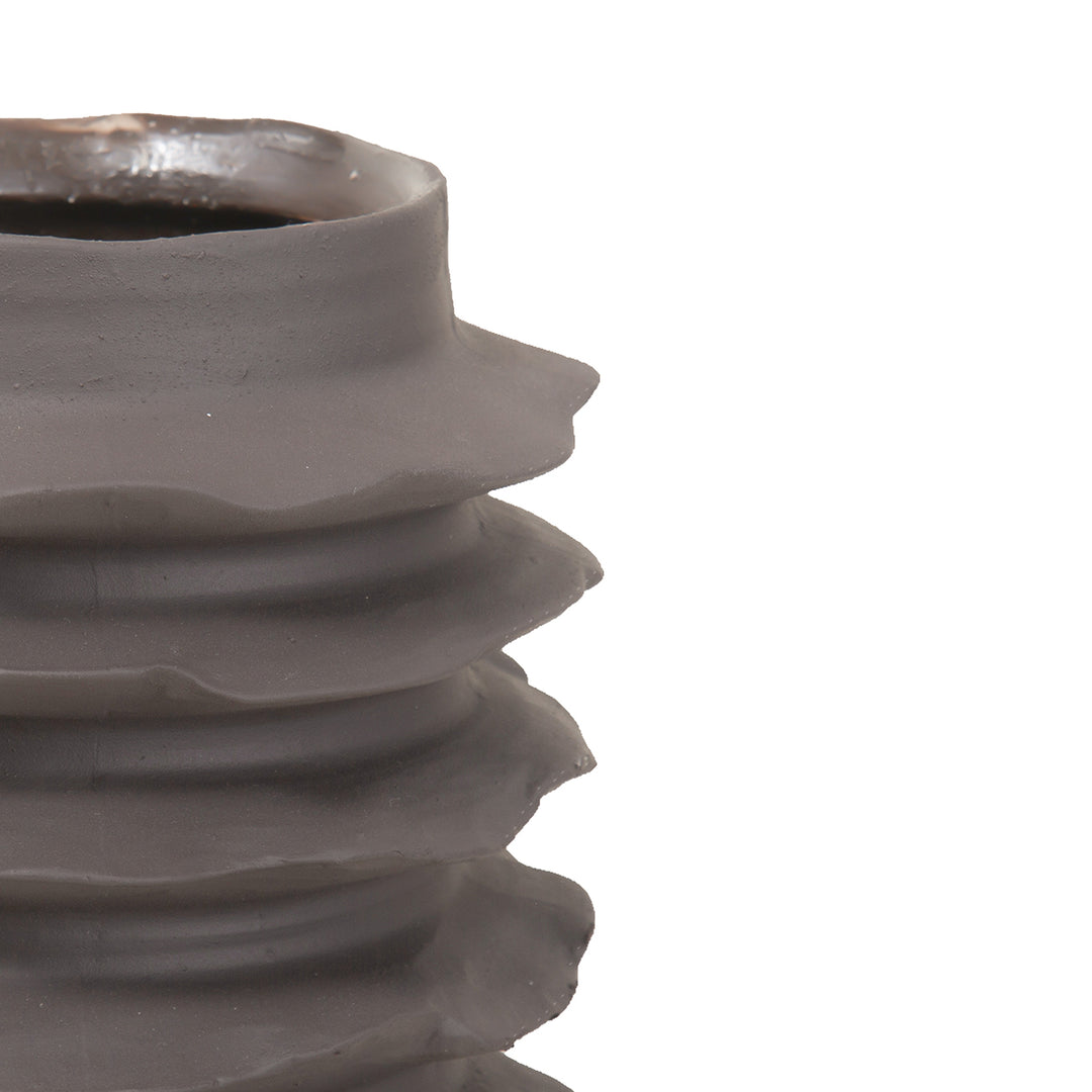 Cavera Brown Ribbed Ceramic Vase