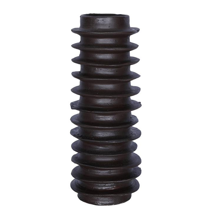 Cavera Brown Ribbed Ceramic Vase