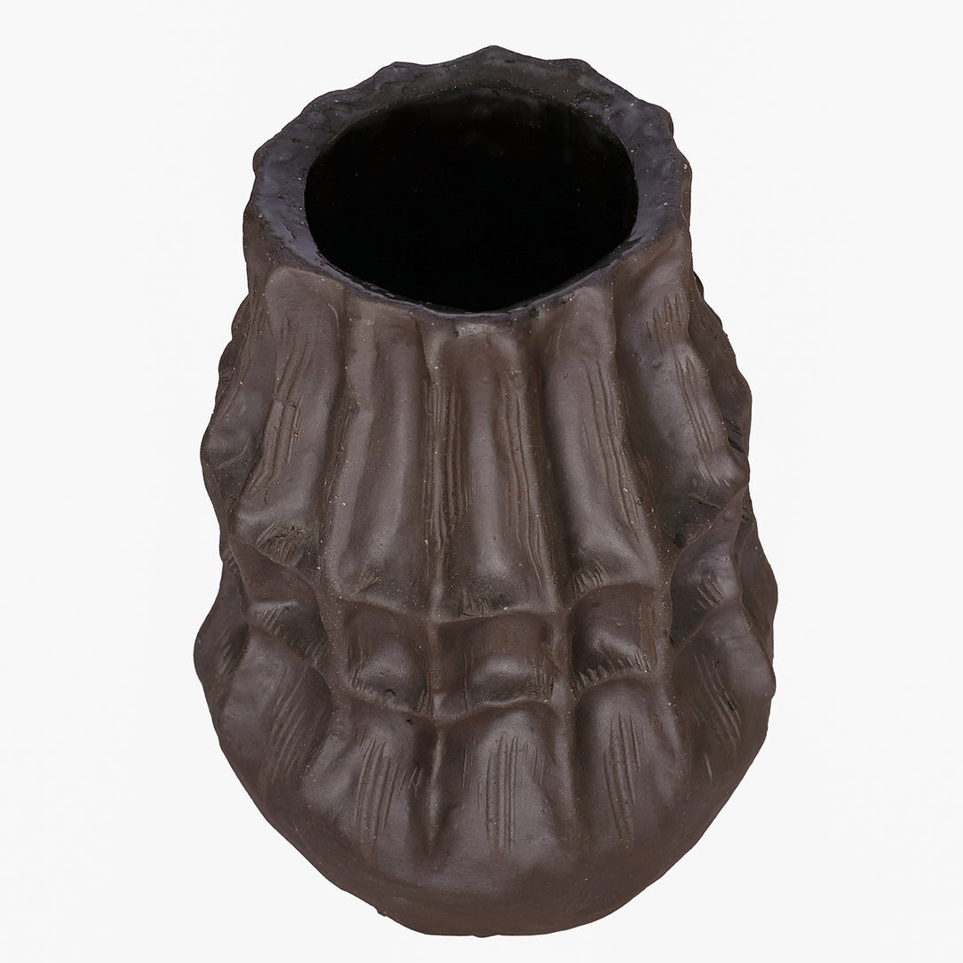 Kova Brown Textured Ceramic Tall Vase