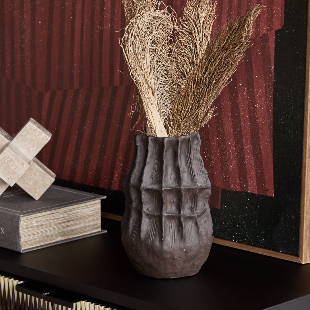 Kova Brown Textured Ceramic Tall Vase