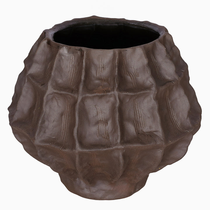 Kova Brown Textured Ceramic Round Vase
