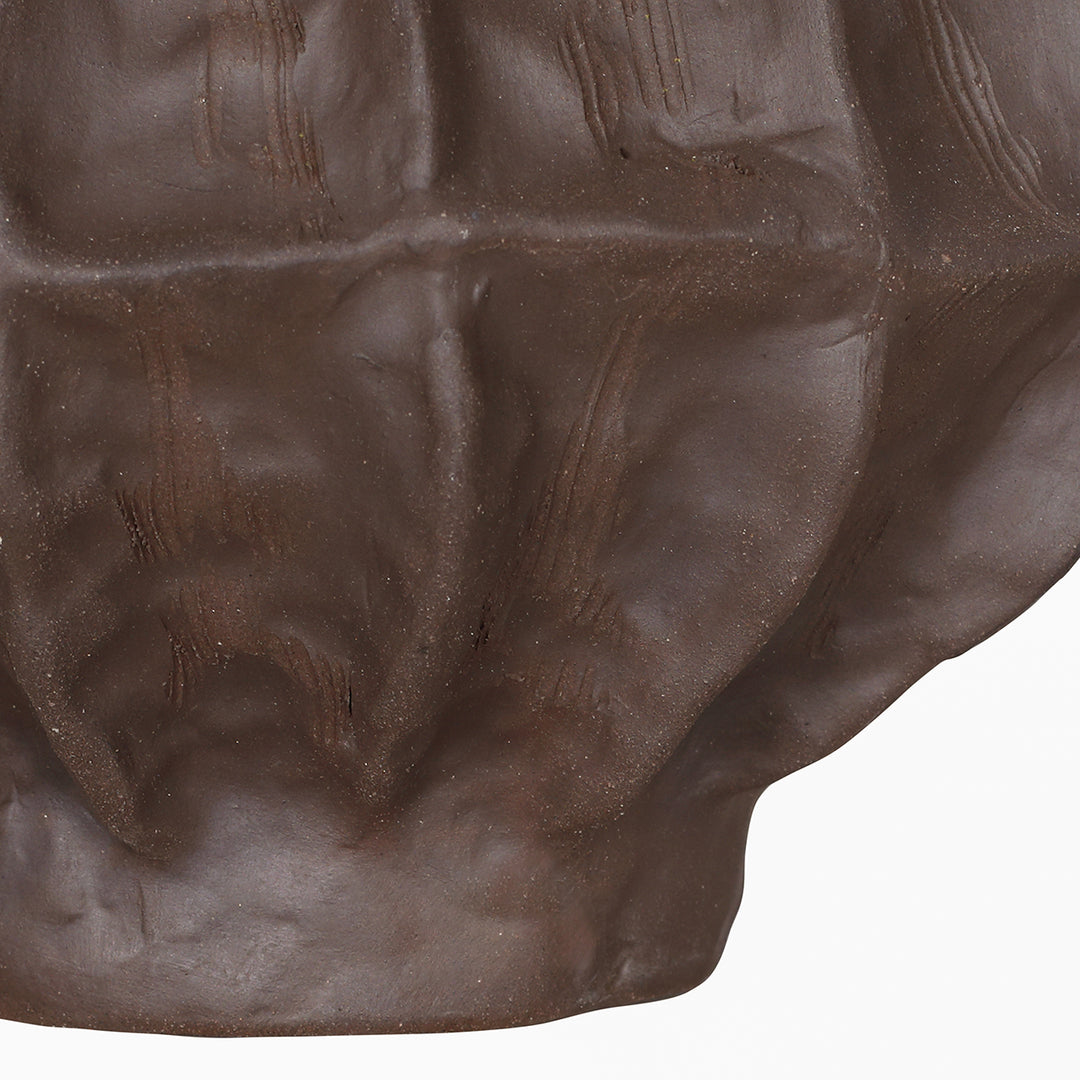 Kova Brown Textured Ceramic Round Vase
