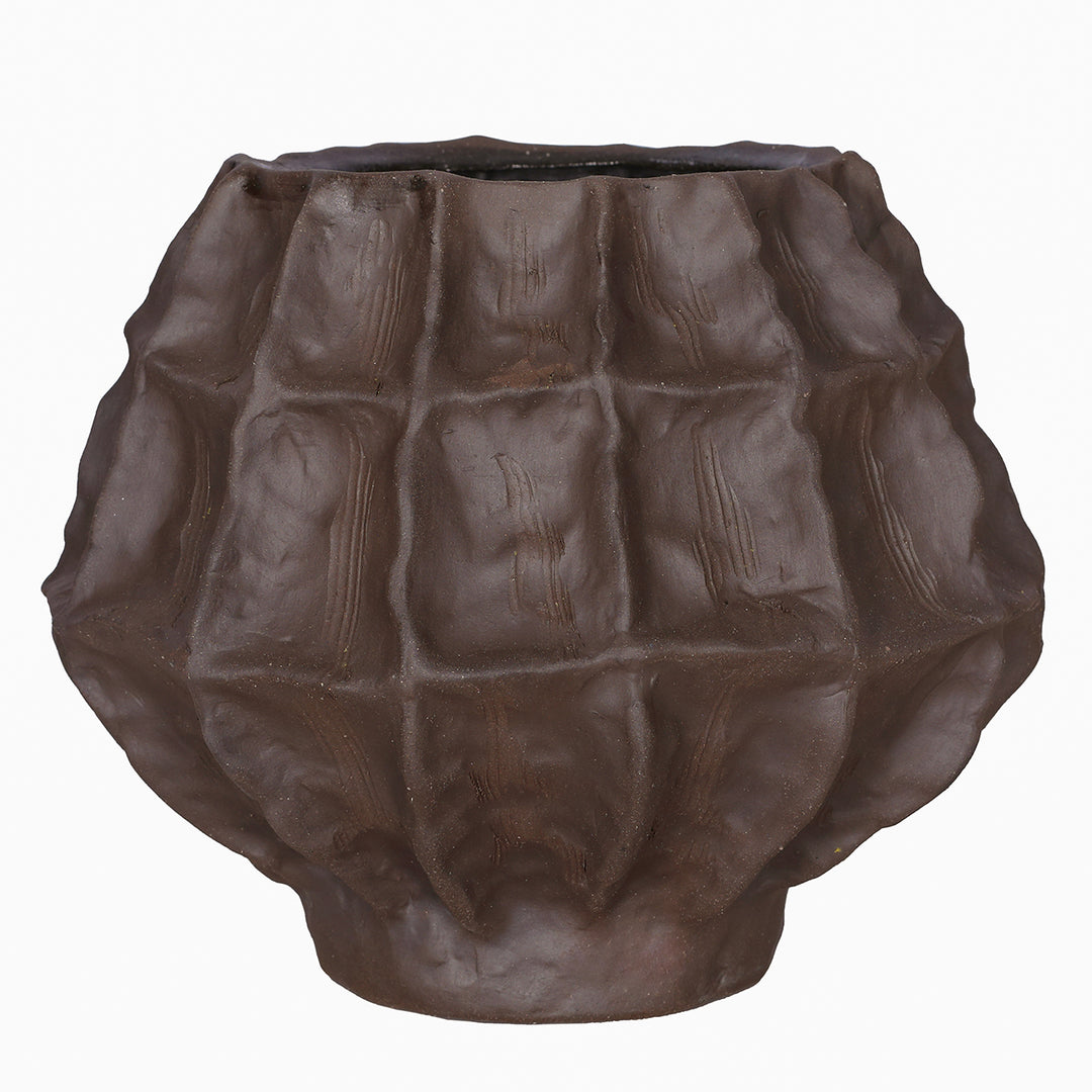 Kova Brown Textured Ceramic Round Vase
