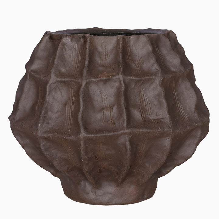 Kova Brown Textured Ceramic Round Vase