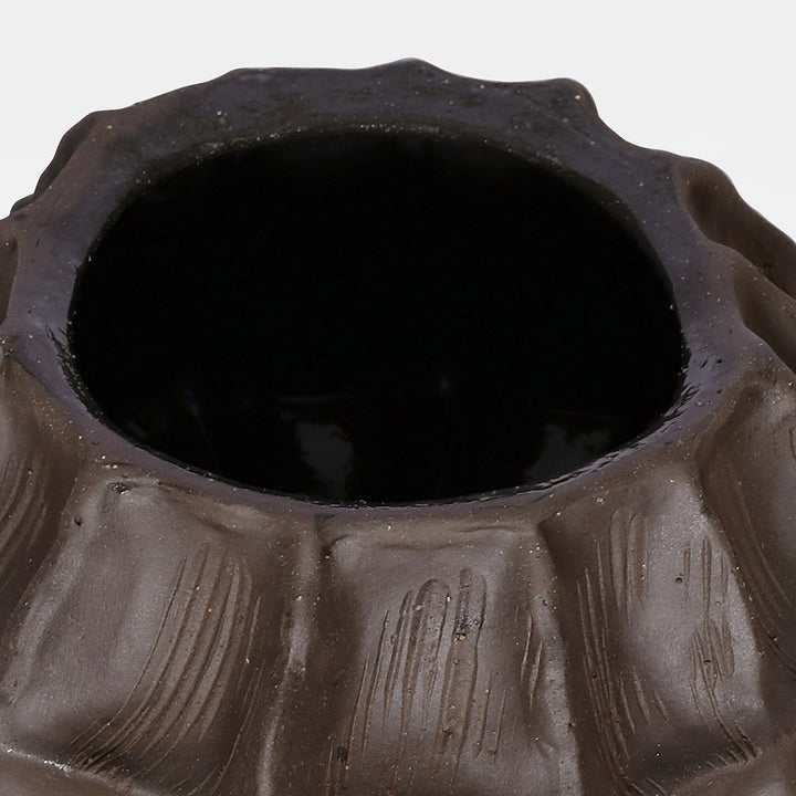 Kova Brown Textured Ceramic Squat Vase