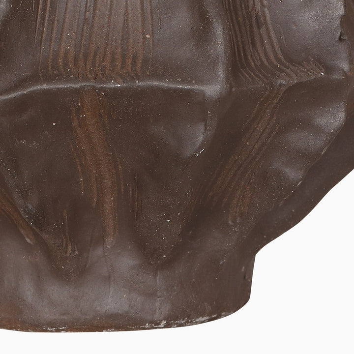 Kova Brown Textured Ceramic Squat Vase