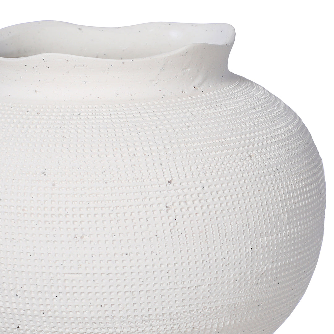 Rhea White Textured Ceramic Triple Bulb Vase