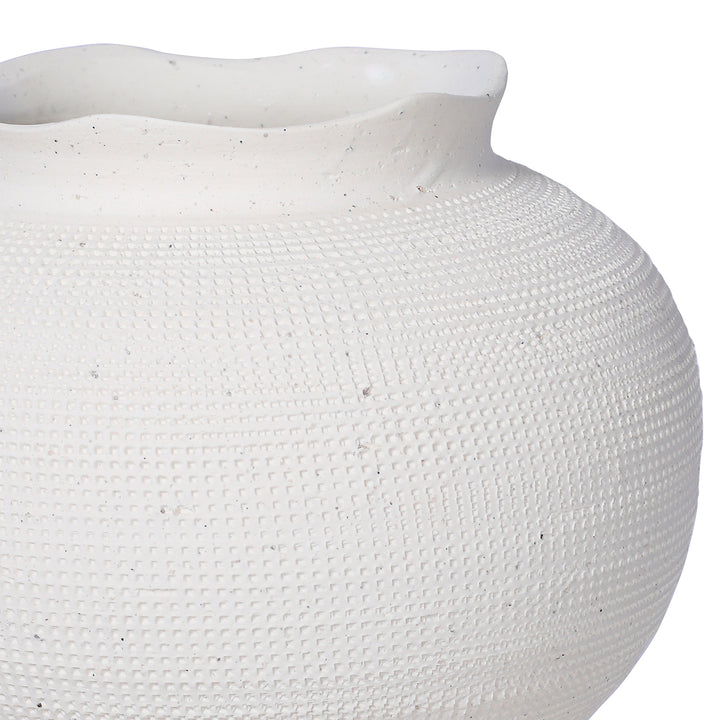 Rhea White Textured Ceramic Triple Bulb Vase