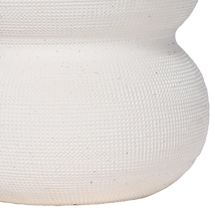 Rhea White Textured Ceramic Triple Bulb Vase