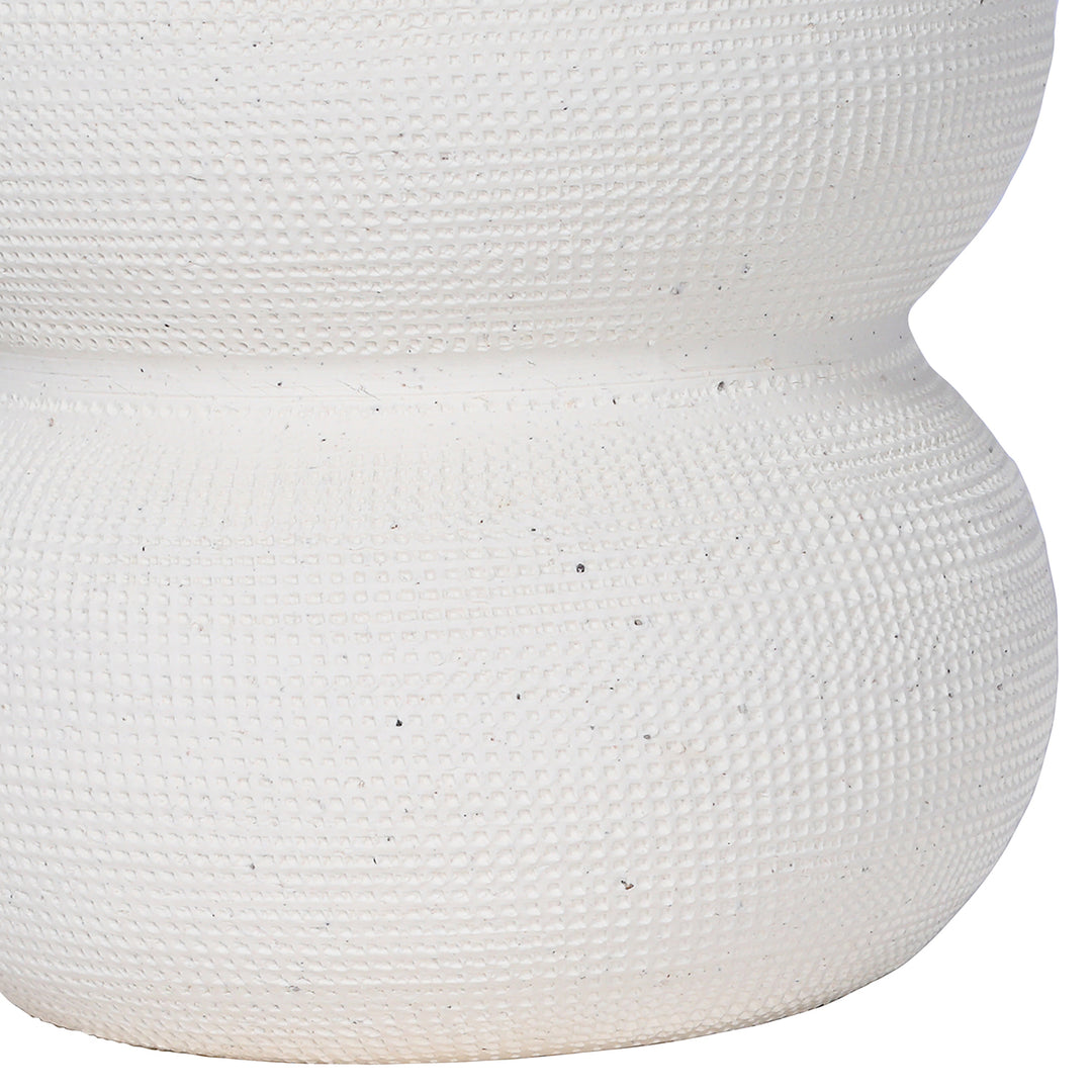 Rhea White Textured Ceramic Triple Bulb Small Vase