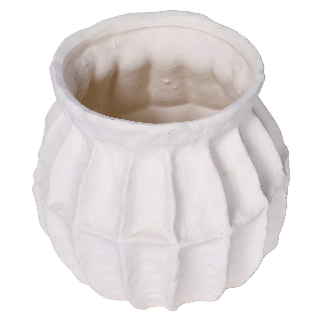 Kova White Textured Ceramic Squat Vase