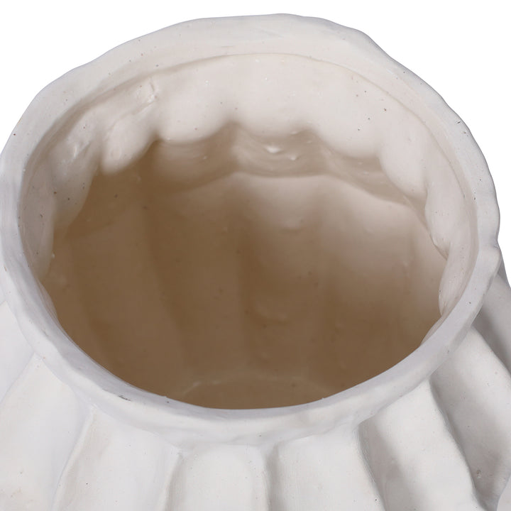 Kova White Textured Ceramic Squat Vase