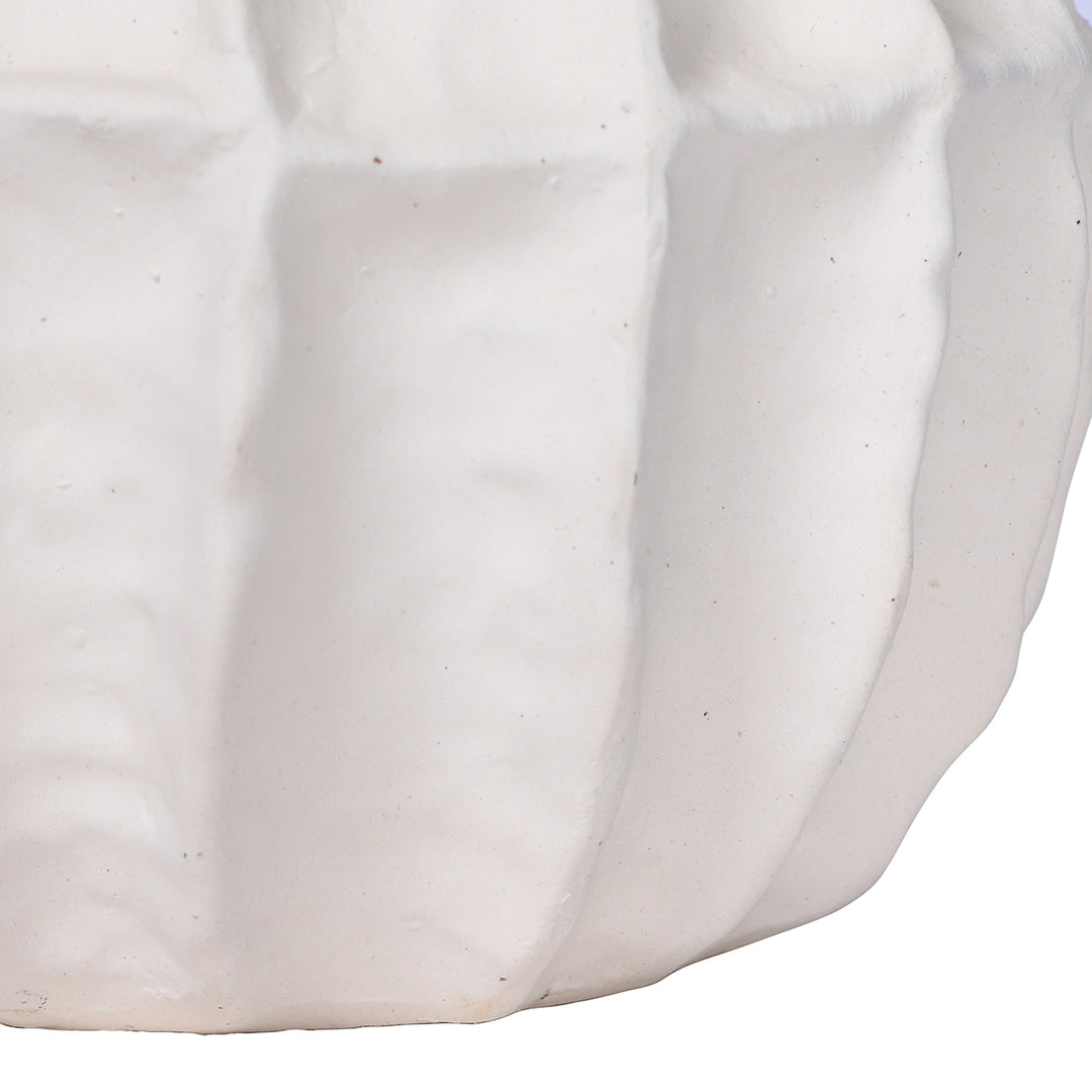 Kova White Textured Ceramic Squat Vase