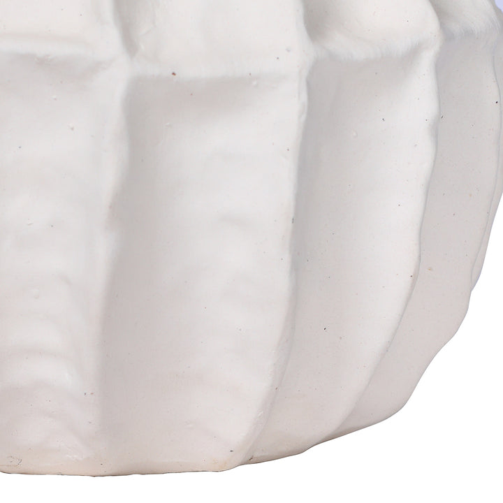 Kova White Textured Ceramic Squat Vase
