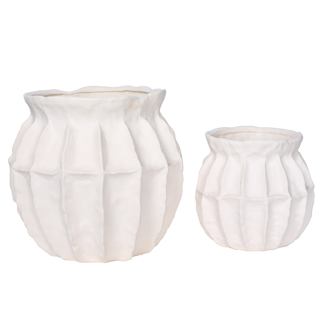 Kova White Textured Ceramic Squat Vase