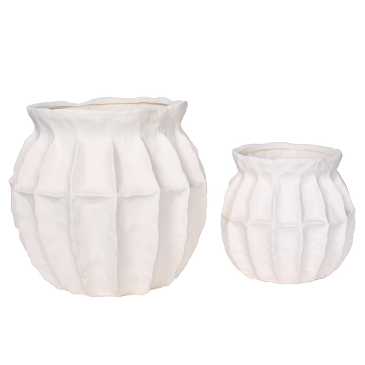 Kova White Textured Ceramic Squat Vase