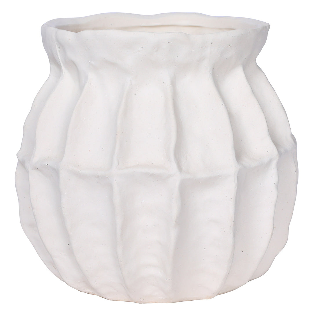 Kova White Textured Ceramic Squat Vase