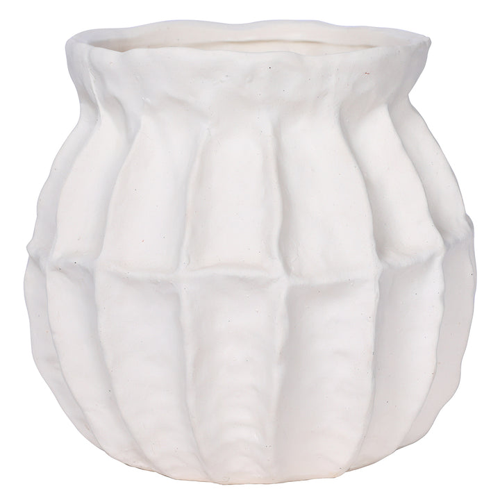 Kova White Textured Ceramic Squat Vase