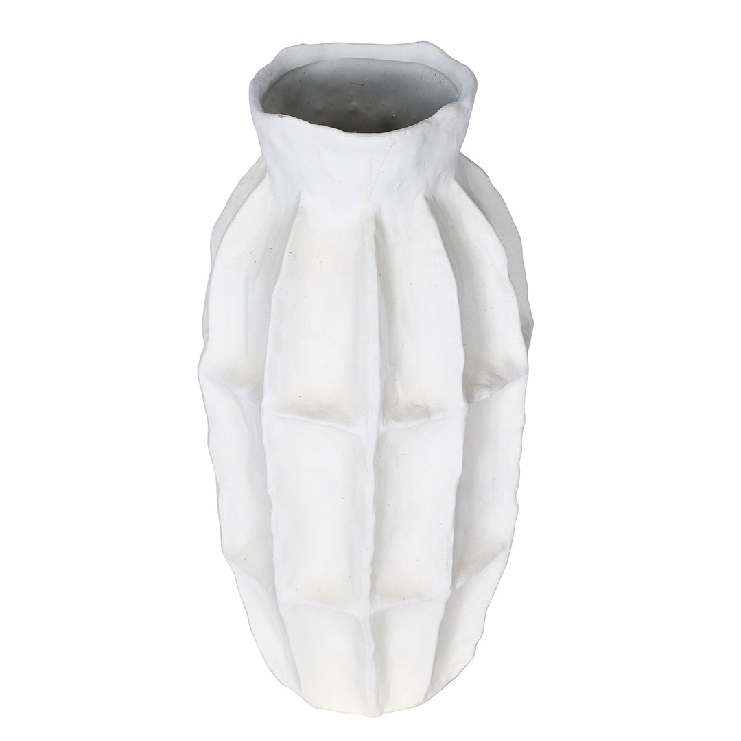 Kova White Textured Ceramic Large Slim Vase
