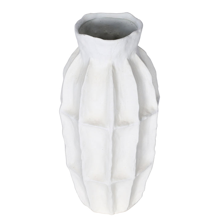 Kova White Textured Ceramic Large Slim Vase