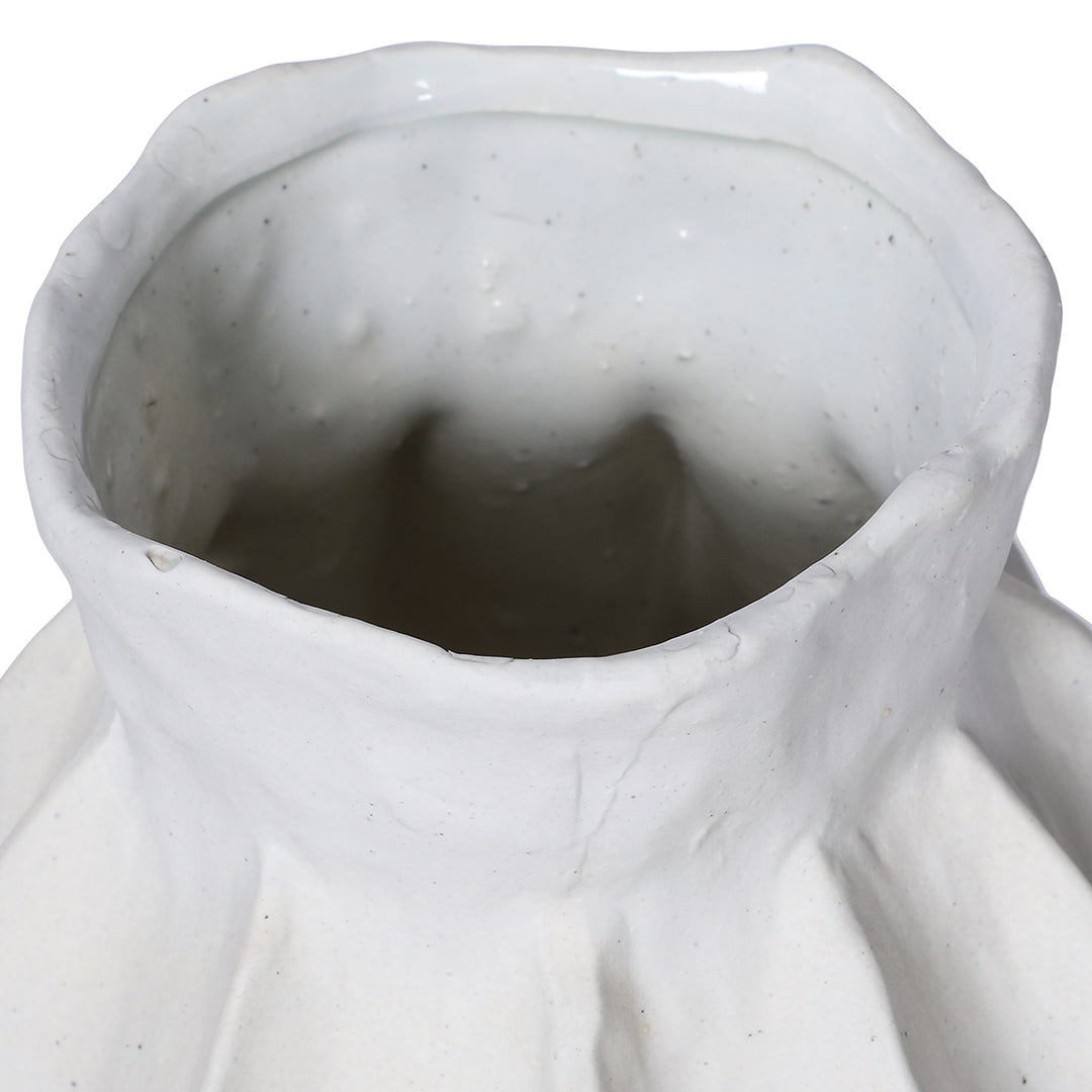 Kova White Textured Ceramic Large Slim Vase