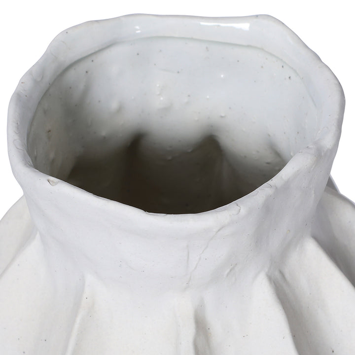 Kova White Textured Ceramic Large Slim Vase