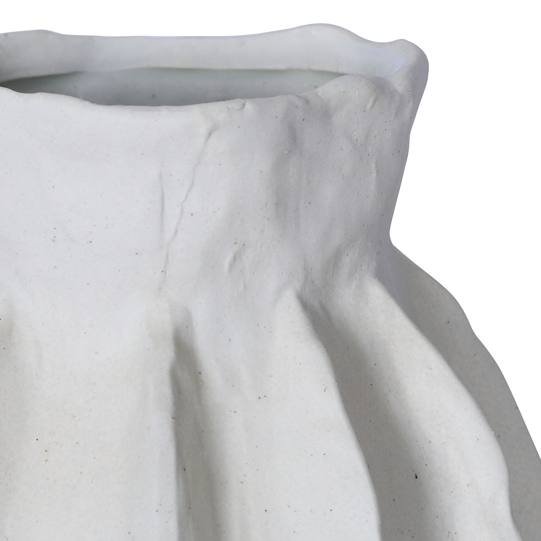 Kova White Textured Ceramic Large Slim Vase