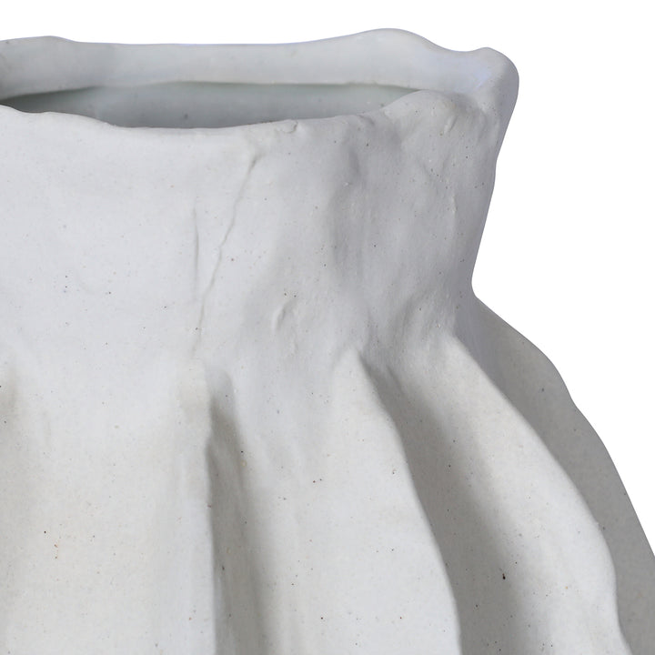 Kova White Textured Ceramic Large Slim Vase