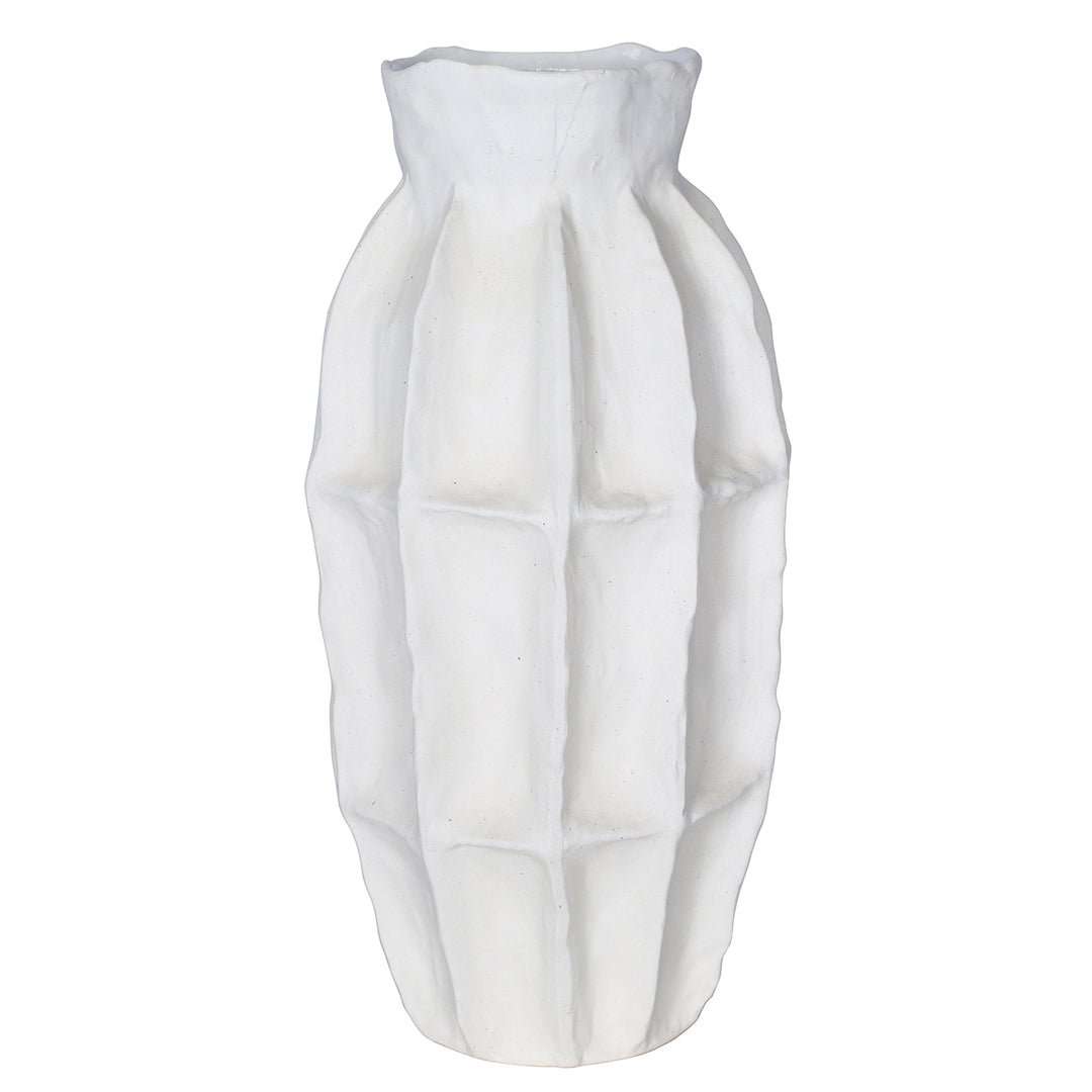 Kova White Textured Ceramic Large Slim Vase