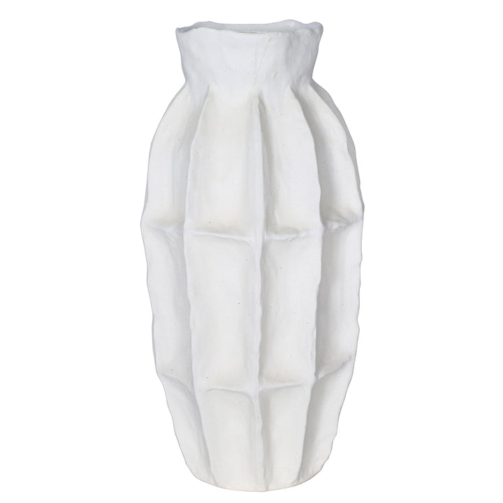 Kova White Textured Ceramic Large Slim Vase